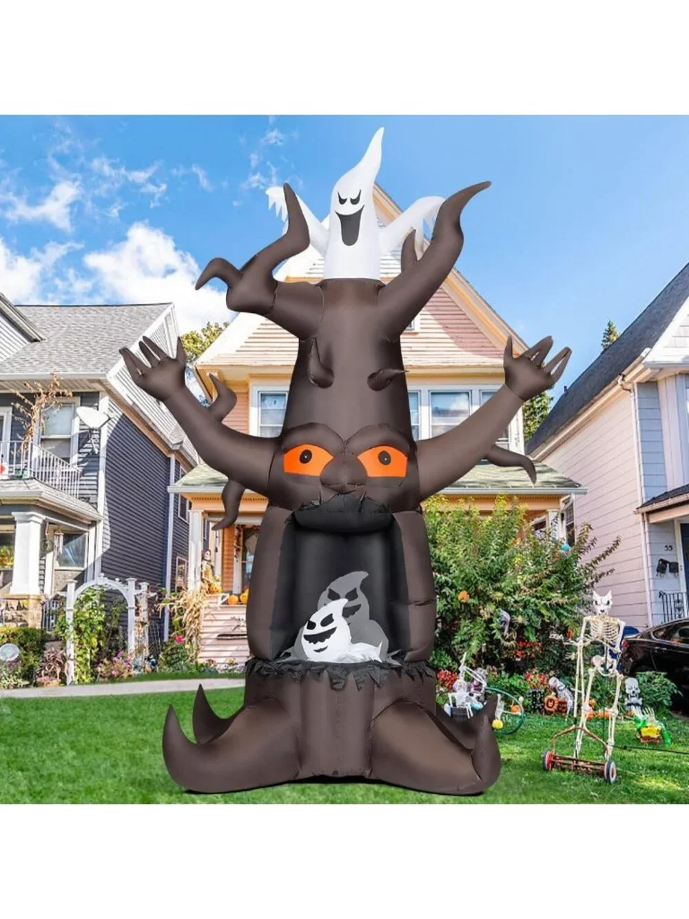 9 FT Inflatable Halloween Dead Tree & Ghost Yard Decor with LED Lights - Scary